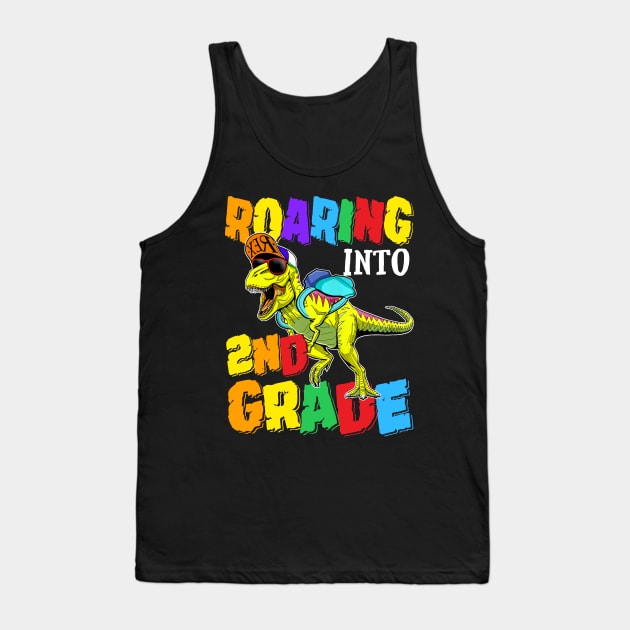 Roaring Into 2nd Grade Dinosaur Back To School Tank Top by bunnierosoff21835